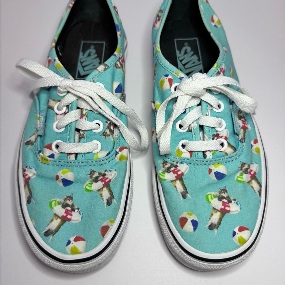 Vans Cat Print Lifesaver Pool Party, Aqua Blue Men’s 5.5 Women’s 7